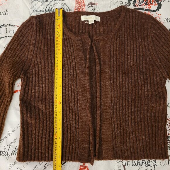Monteau Los Angeles Deep Brown Ribbed Cardigan - Picture 6 of 10
